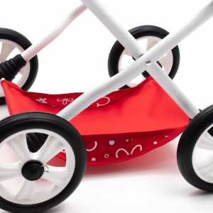 Dětský kočárek pro panenky New Baby COMFORT červený květy bílé