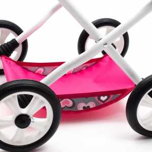 Dětský kočárek pro panenky New Baby COMFORT růžový srdíčka šedá
