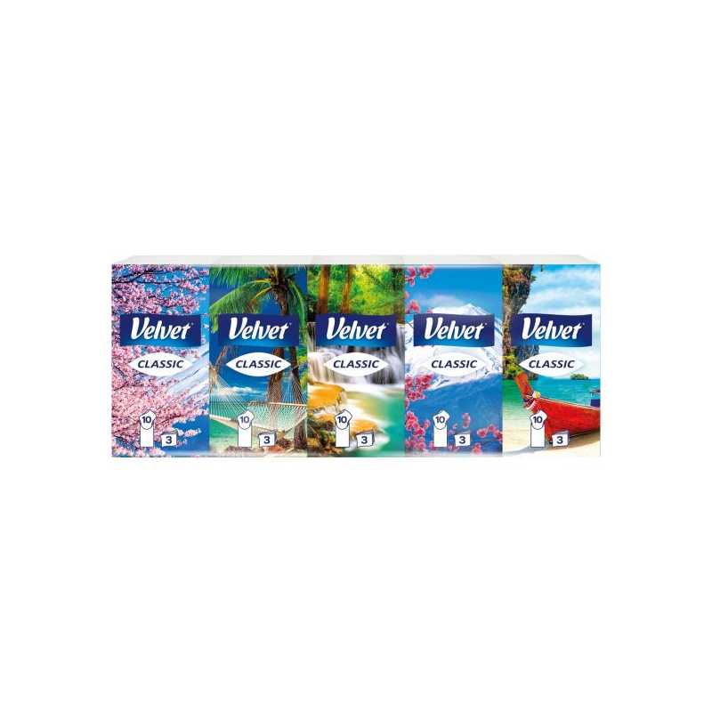 Velvet Classic hygienické vreckovky 3 vrstvové 10 x 10 ks