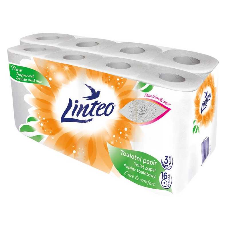Linteo 16 ks Toaletný papier 3-vrstvový, biely