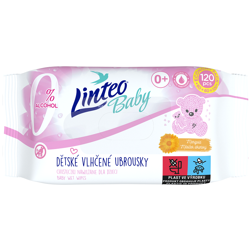 Vlhčené obrúsky Linteo Baby 120 ks s nechtíkom lekárskym
