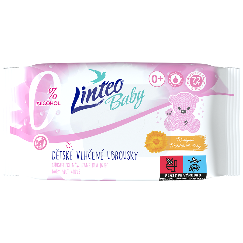 Detské vlhčené obrúsky Linteo baby 72ks s nechtíkom lekárskym