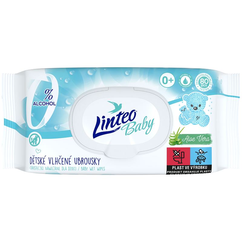 Detské vlhčené obrúsky Linteo baby 80ks s aloe vera