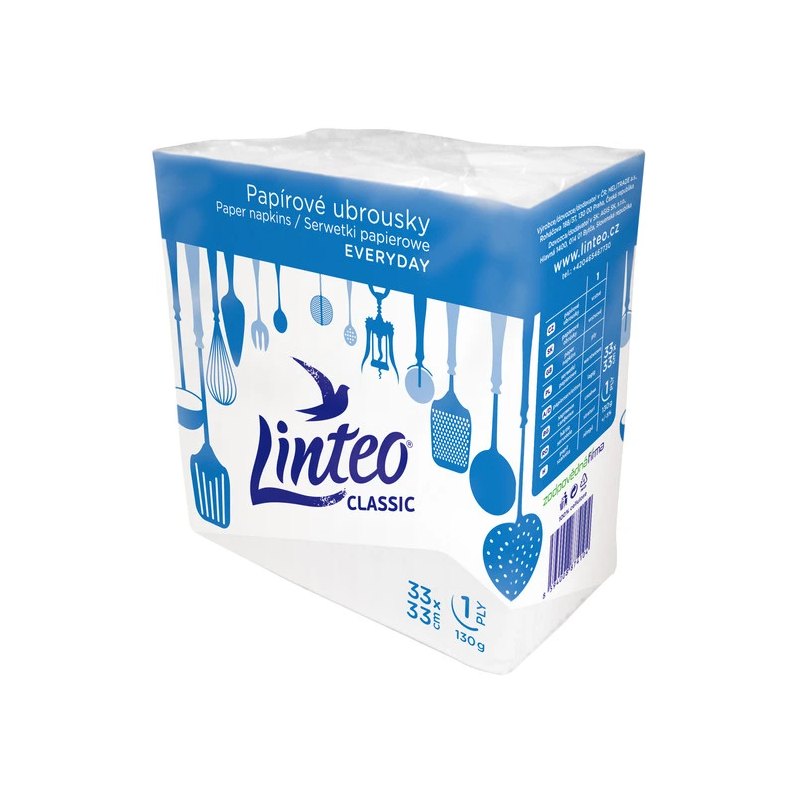 Servítky Linteo Classic papierové 33x33 cm 1 vrst. biele