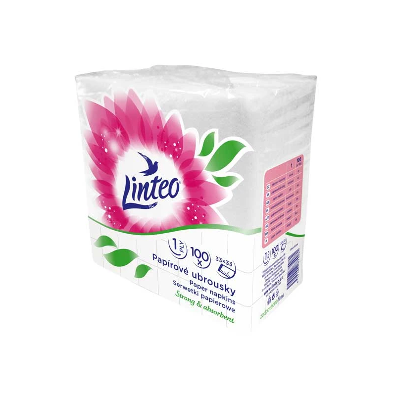 Servítky Linteo papierové 33x33 cm 1 vrst. biele