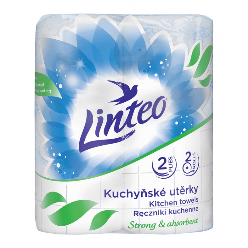 Kuchynské utierky Linteo biele 2 vrstvové 2 kotúče