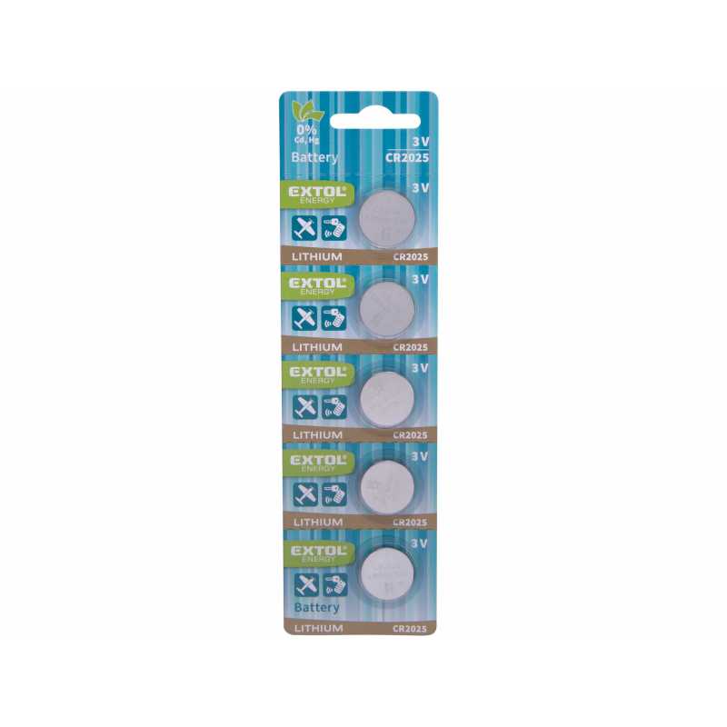 Baterie lithiová 5ks 3V typ CR2025 EXTOL ENERGY 42054
